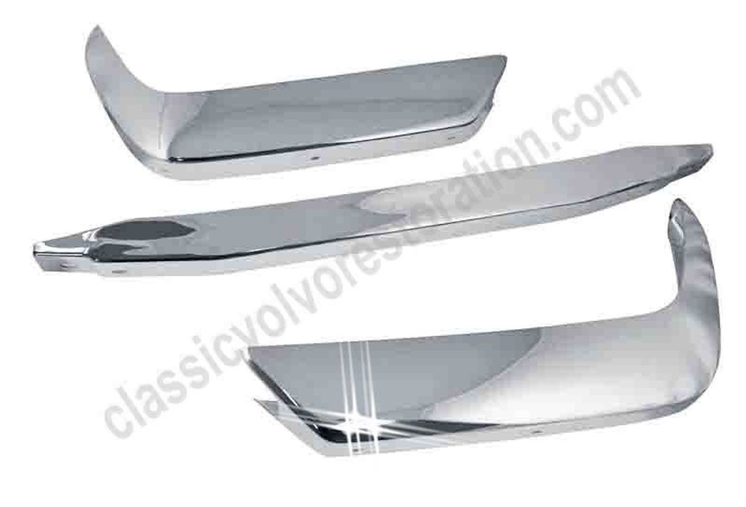 Bumper set front and rear for Volvo 1800, 1965-73, chrome (not US73)