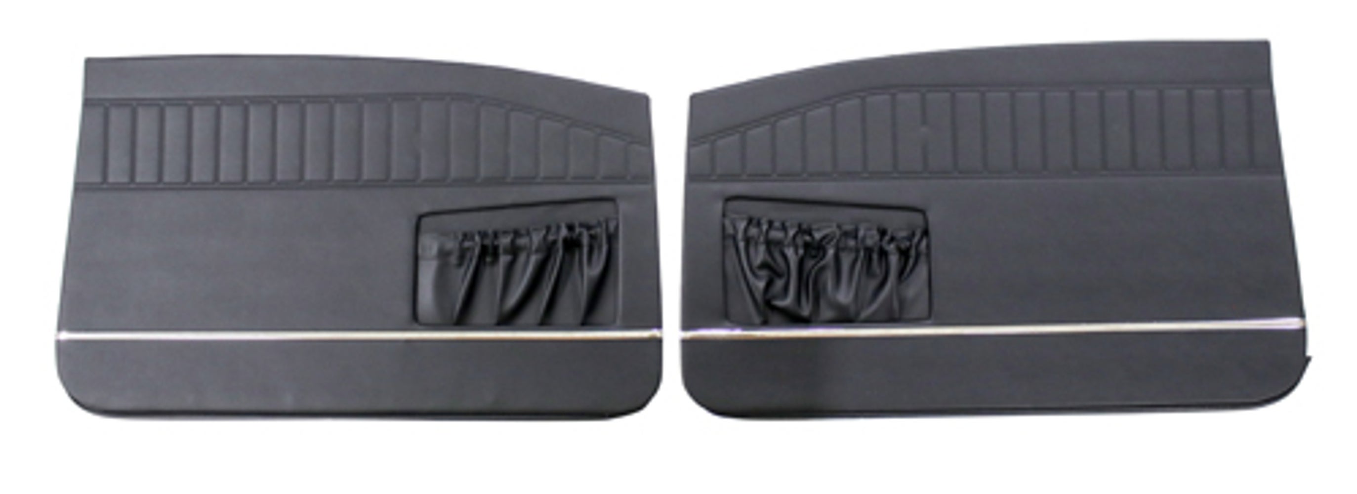Front door panels for Volvo Amazon 2d 1965, black, with wide chrome strip — bild 2 av 2