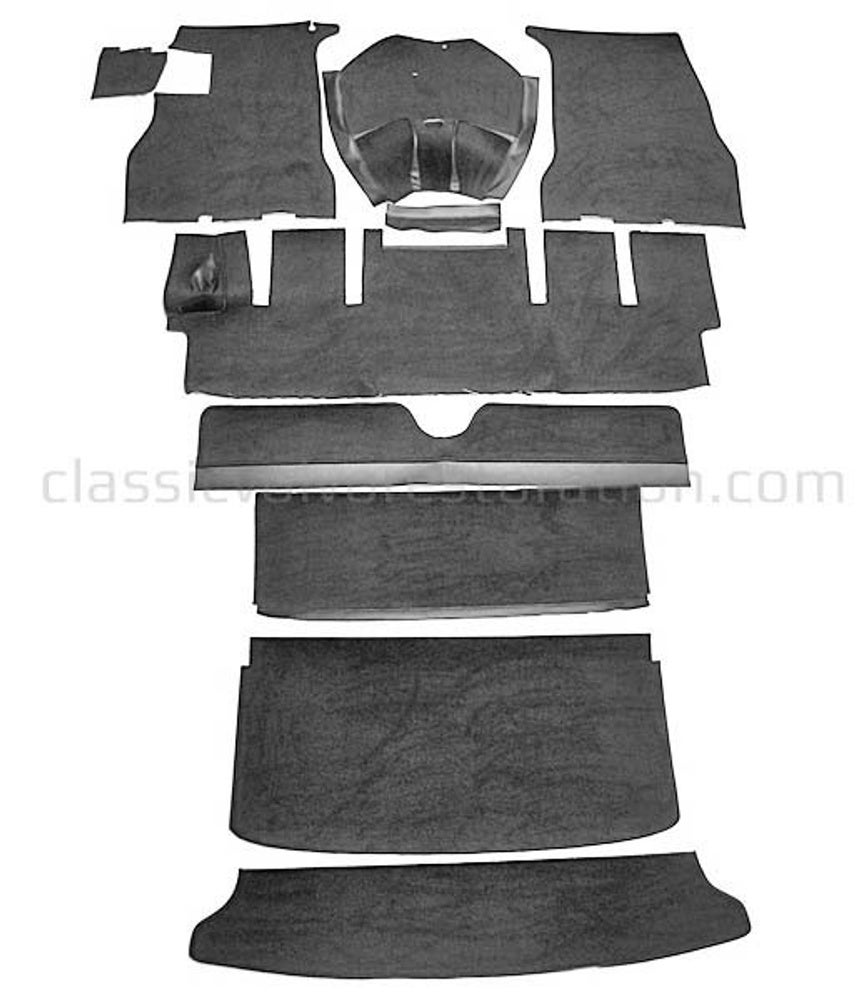 Carpet set for Volvo 1800S, black textile (right-hand drive)
