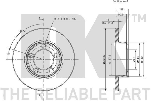 Brake disc for Volvo Amazon, Amazon Kombi -70, 1800 1963-69, without hub — bild 3 av 3