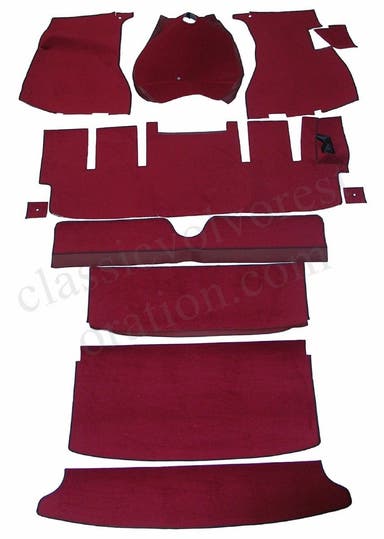 Carpet set for Volvo 1800E -71, red (right-hand drive)