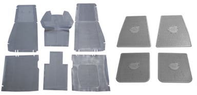 Carpet set for Volvo PV444, PV544, Duett 1954-68, gray rubber with accessory carpets