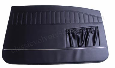 Door panels for Volvo Amazon 2d 1966-68 black with narrow chrome strip