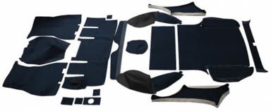 Carpet set for Volvo 1800ES, blue/black textile