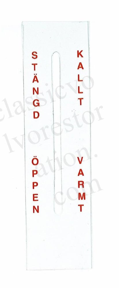Decal heating control for Volvo Amazon Swedish text