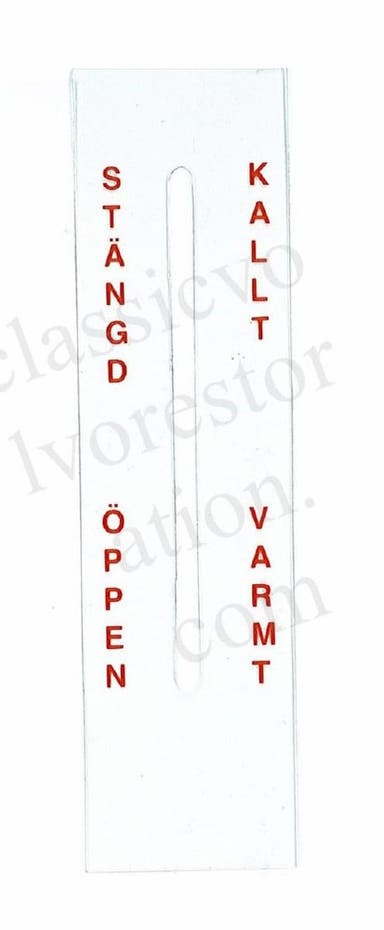 Decal heating control for Volvo Amazon Swedish text