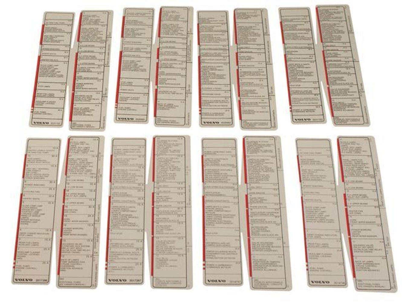 Decal set fuses for Volvo 740, 940 1988-92