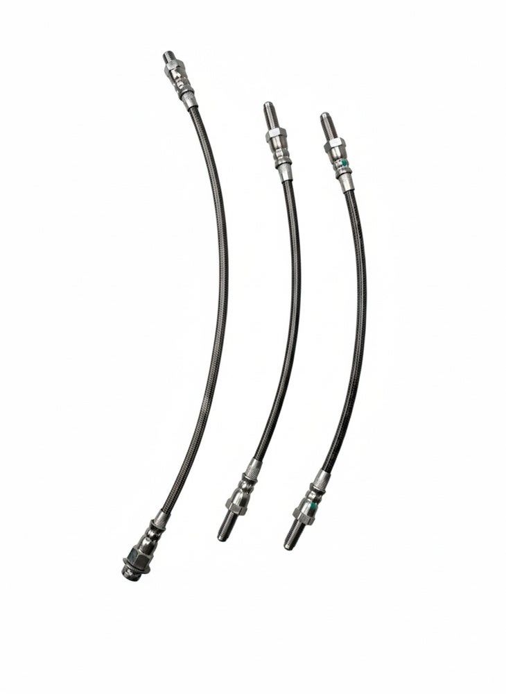 Brake hose set for Volvo Amazon B18, 1965-68, metal braided — bild 2 av 2