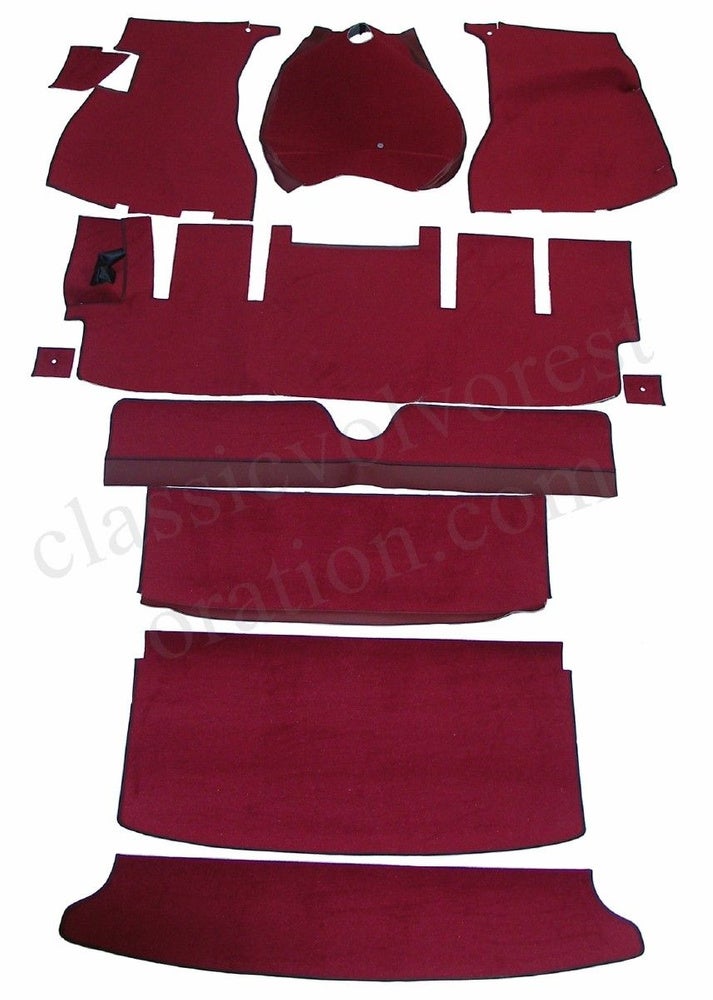 Floor mat set red textile
