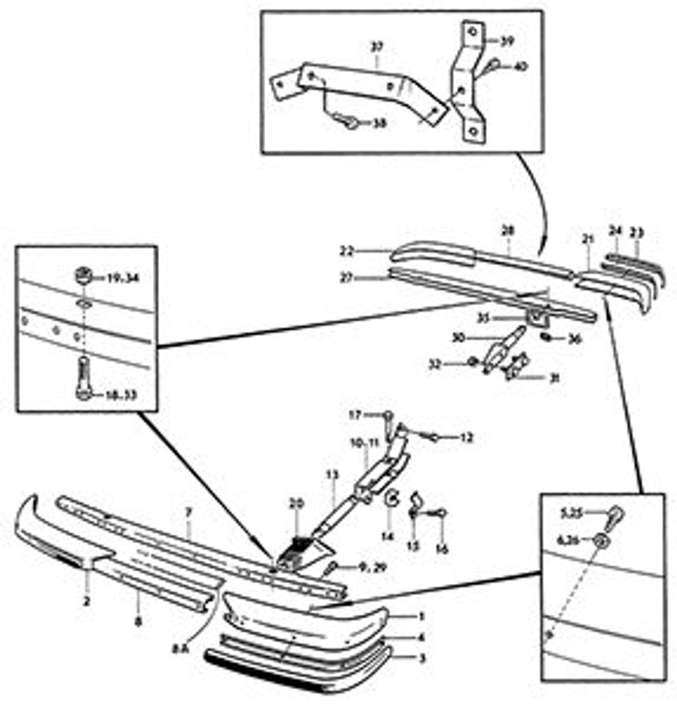 Bumper side piece for Volvo 1800 1965-, left front, right rear — bild 2 av 2