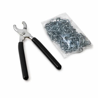 Pliers with clips for upholstery assembly (hogging)