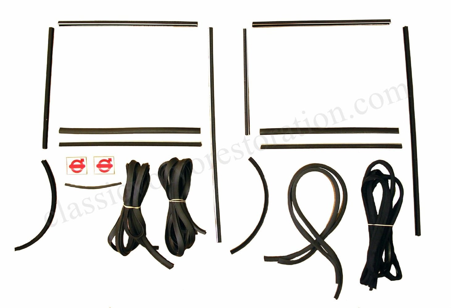 Rubber and guide rail kit for Volvo Amazon 4d with textile strips