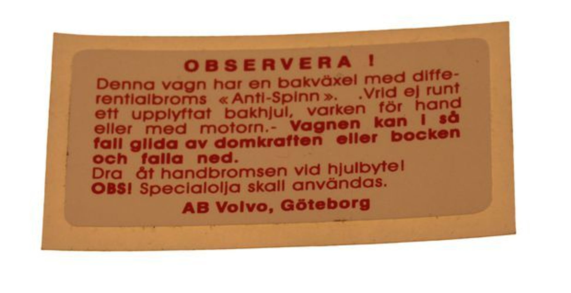 Decal diff for Volvo PV444, PV544, Duett