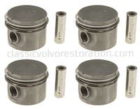 Piston set (4 pcs) with rings for Volvo B19, B20, B30 1974- 0.015" — bild 1 av 2