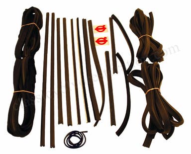 Rubber and guide rail kit for Volvo 122 2d -69 with textile strips