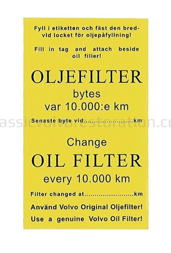 Oil filter service decal — bild 2 av 2